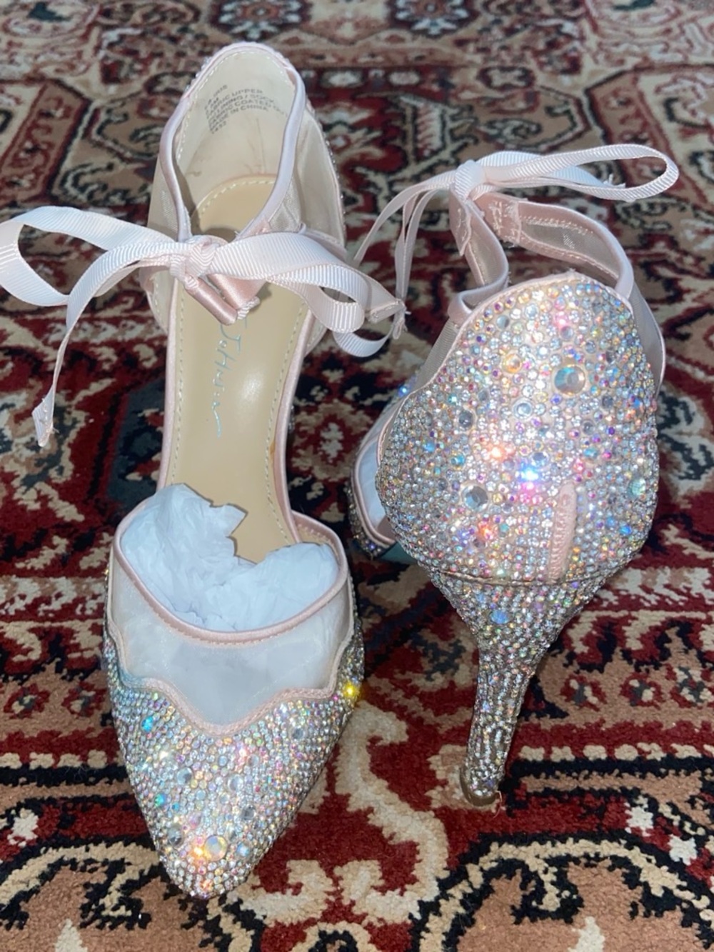 Betsey Johnson Pink Crystal Embellished Pointed Toe Heels